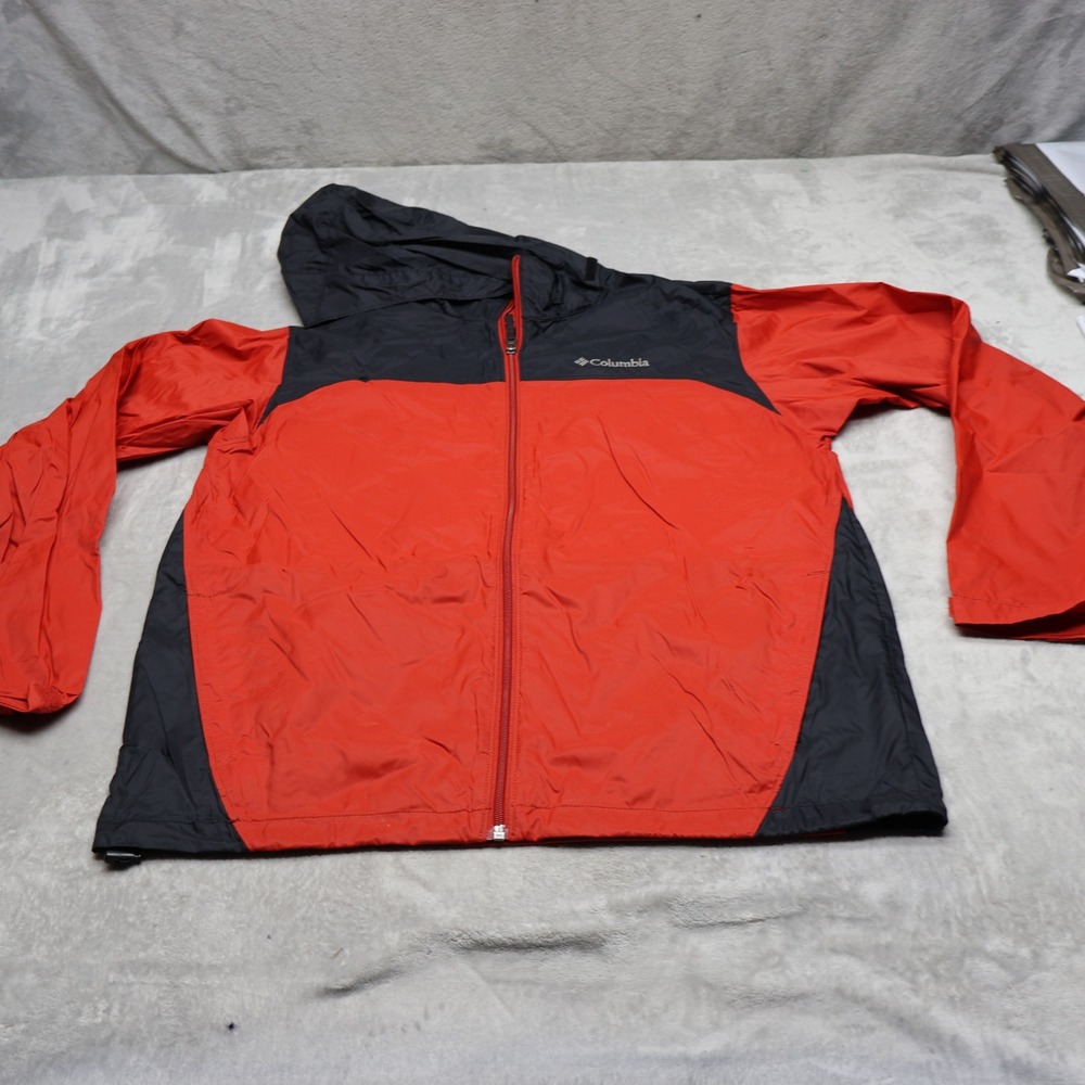 Columbia Jacket Mens Medium Orange Glennaker Lake IIl Packable Hooded Wind Rain